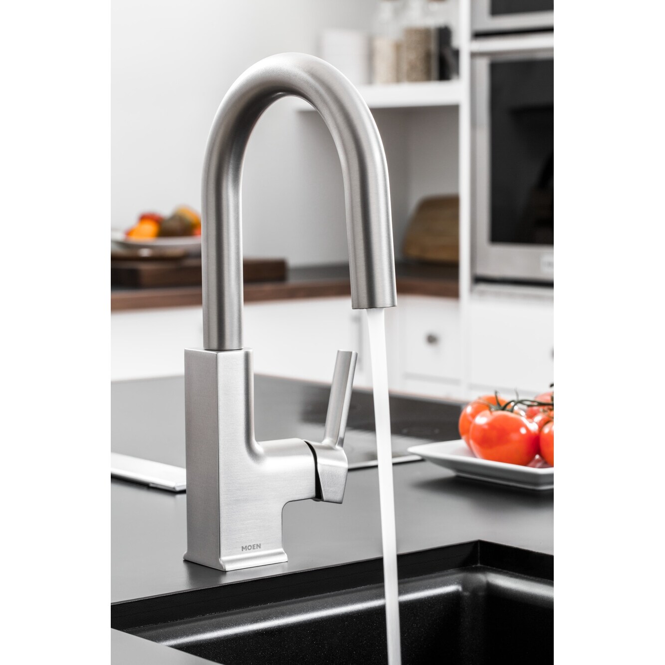 Moen S62308 Sto One Handle High Arc Pulldown Bar Faucet Featuring
