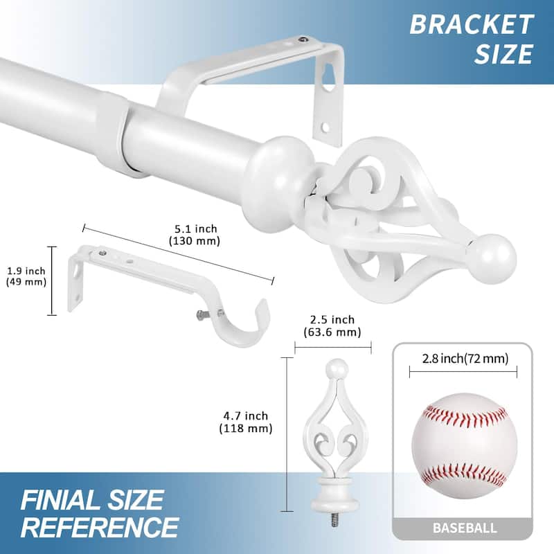 1-inch Diameter Portia Adjustable Single Drapery Curtain Rod