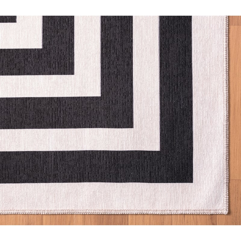 Abani Parker PAR170A Cream Black Rectangles Area Rug