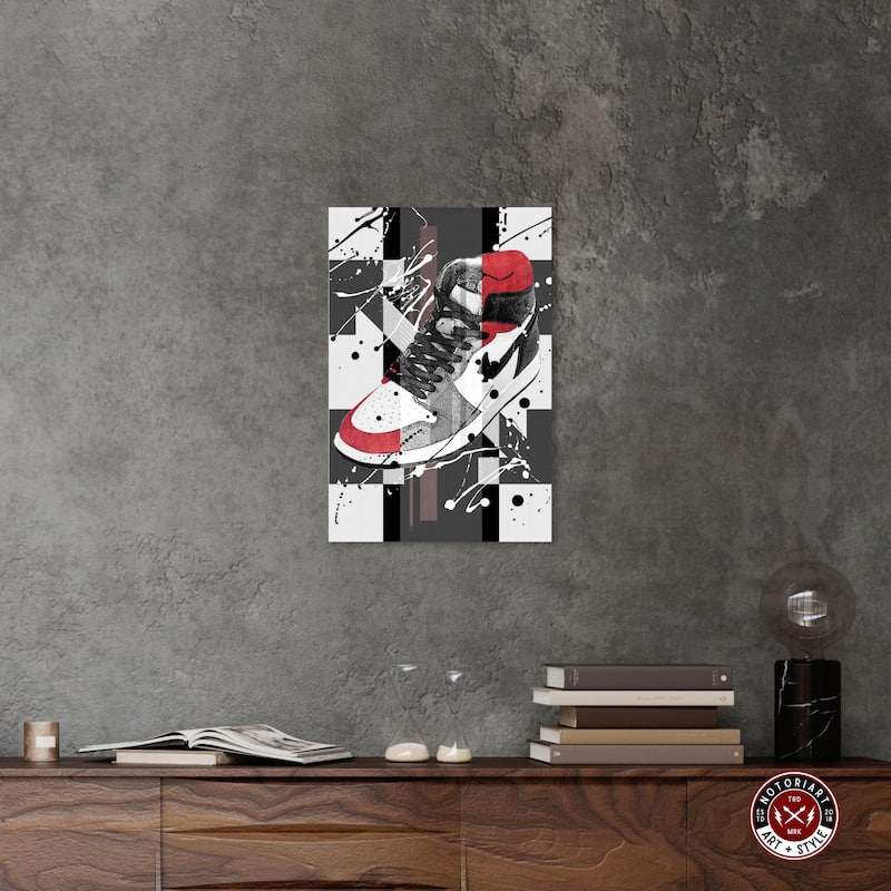 Notoriart Flashy Red Sneaker Gallery Wrapped Sneaker 1 Piece Canvas Wall Art