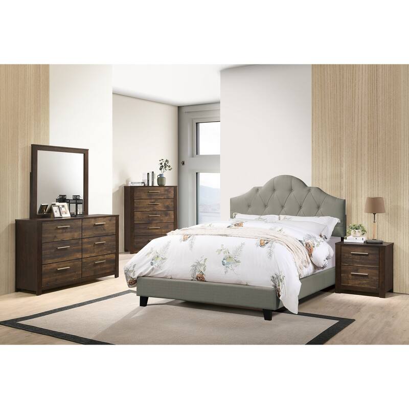 Fabric Upholstered Bed with Arch Back