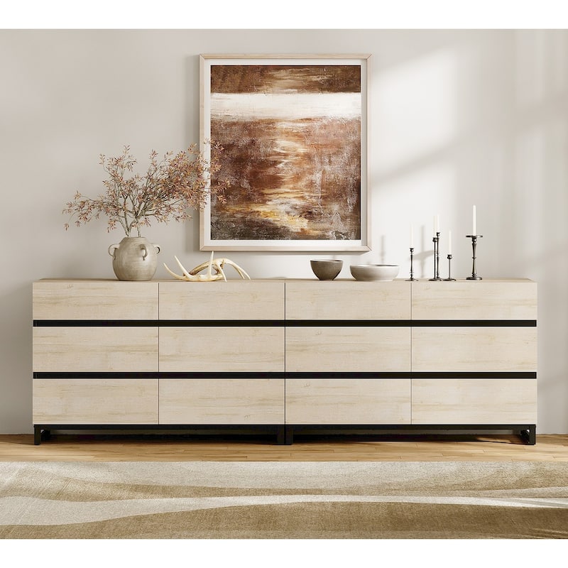 WAMPAT Modern Buffet Sideboards, Sideboard Buffet Cabinet with 6 Drawers , Coffee Bar Storage Cabinet for Kitchen