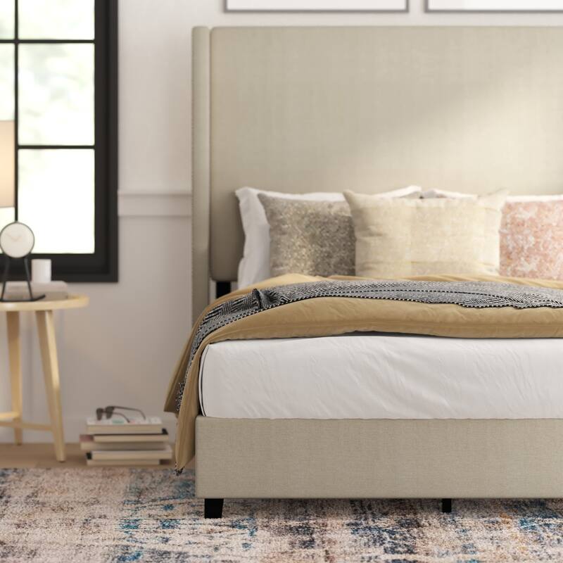 Upholstered Platform Bed with Channel Stitched Headboard