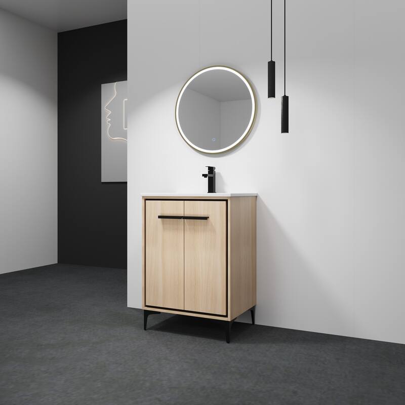 Malwee 24"/30" FreeStanding Bathroom Vanity, Floor Stand Bathroom Vanity with Sink,Soft Close Door and Adjustable shelf