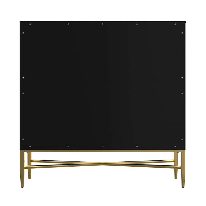 Accent Cabinet with Raised Diamond Pattern, Storage Cabinet with Brass X-Tapered Legs, Buffet with Adjustable Shelves