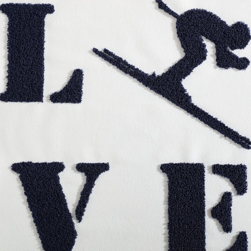 Eddie Bauer Love Ski Blue Throw Pillow