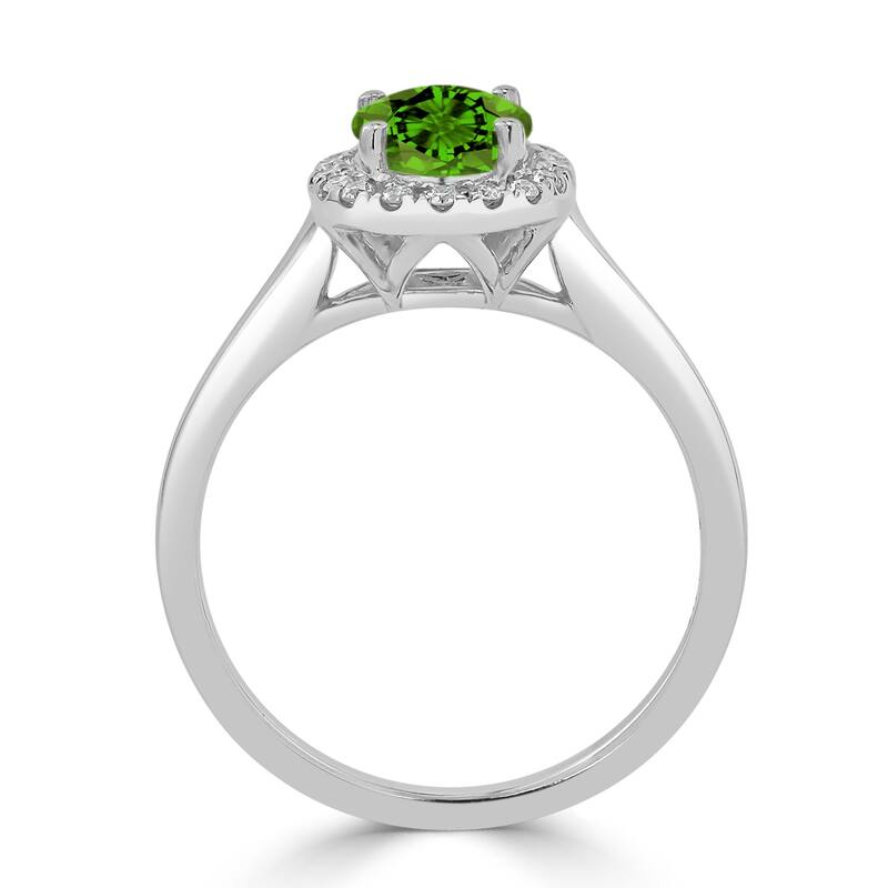 Auriya Classic 1ct Oval Peridot and Halo Diamond Engagement Ring 1/8cttw 14k Gold