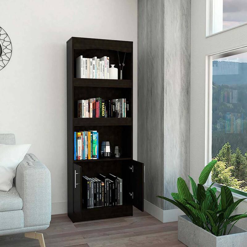 FM Furniture Durango Bookcase, Three Shelves, and Double Door Cabinet
