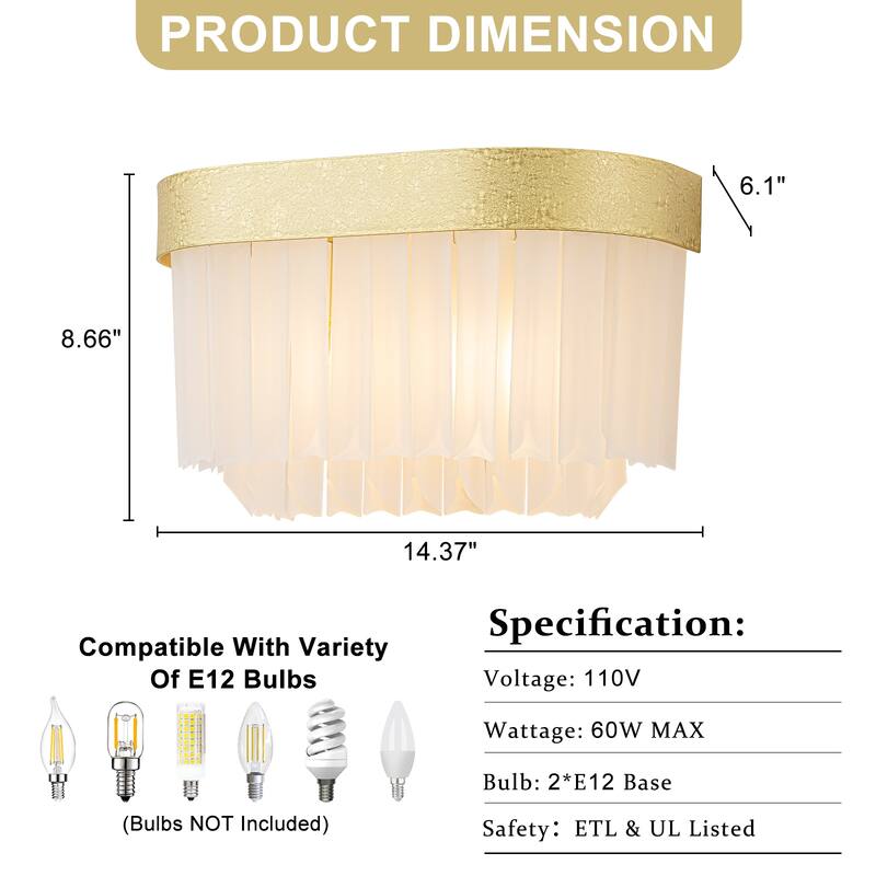 2-Light Wall Sconce with Frosted Triangular Glass Shade Modern Design
