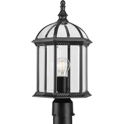 Dillard Collection One-Light Textured Black Outdoor Post Light - 9.75 in x 9.75 in x 18.12 in