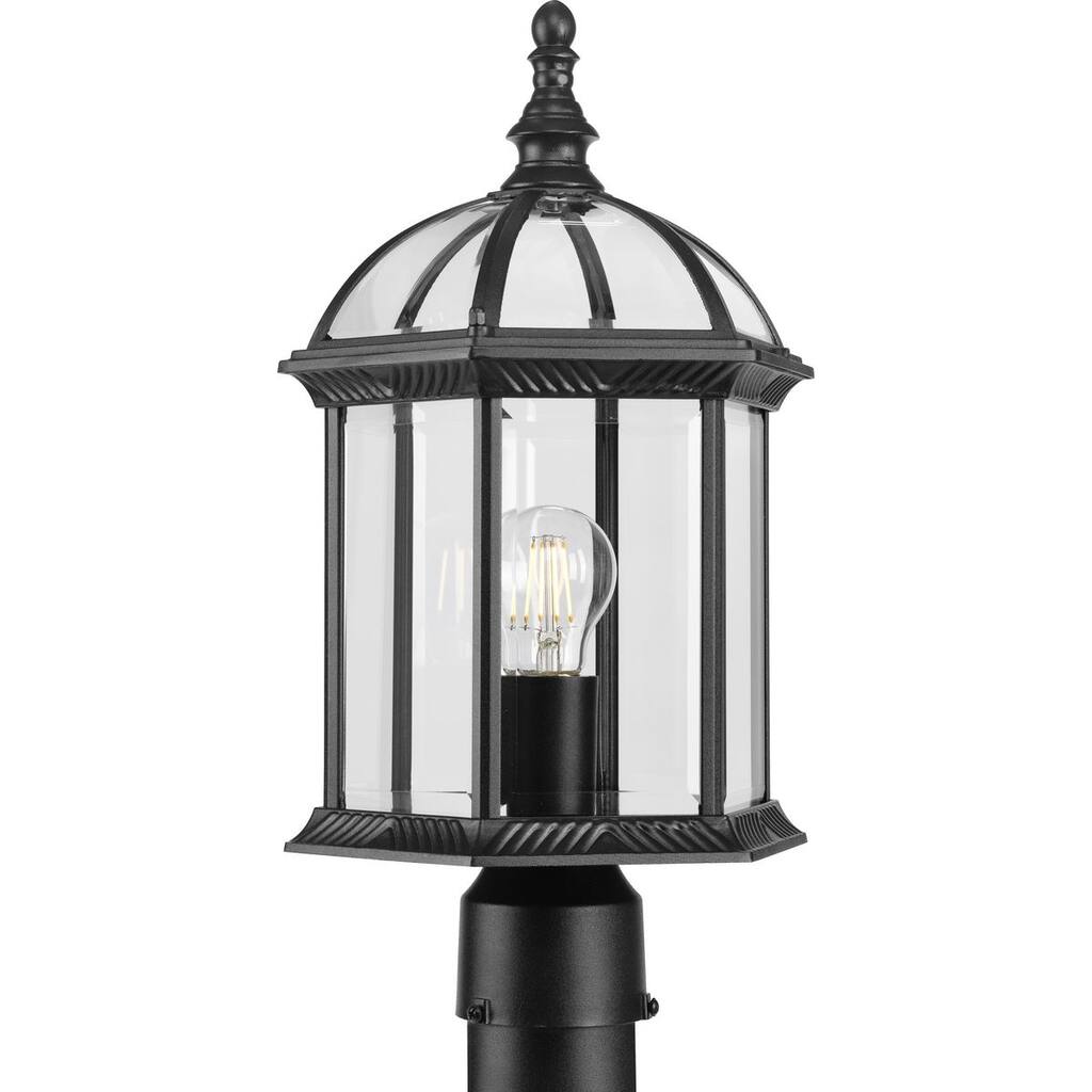 Dillard Collection One-Light Textured Black Outdoor Post Light - 9.75 in x 9.75 in x 18.12 in