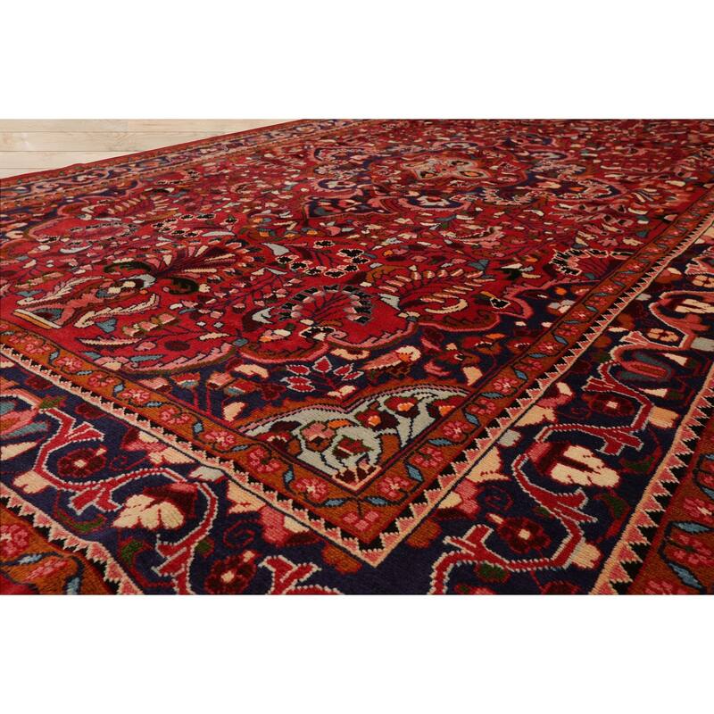 7'2''x11'1'' Hand Knotted Wool Red Hamedan Traditional Rug - 7' 2'' x 11' 1''