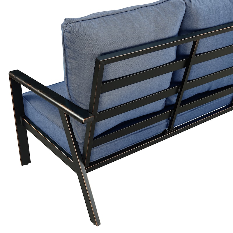 Black Aluminum Deep Seating Deep Seating Loveseat with Cushions