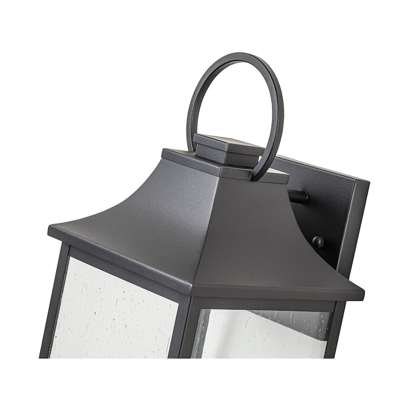 18" Black Gold Outdoor Wall Sconce with Seeded Glass