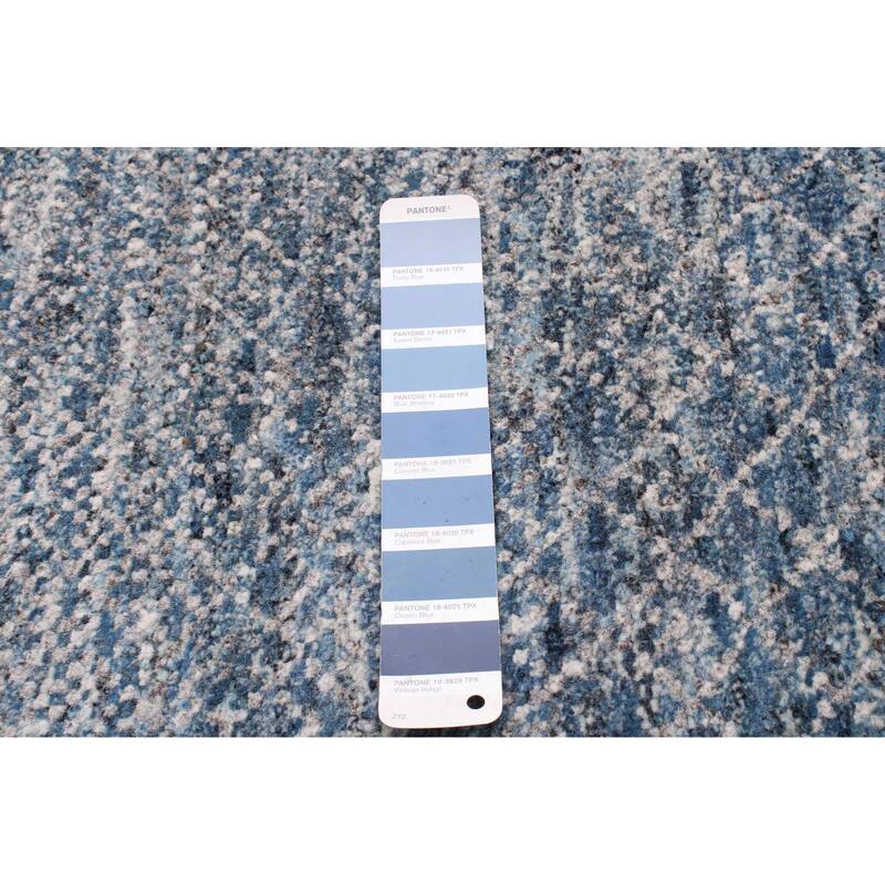 ECARPETGALLERY Hand-knotted Silk Shadow Dark Blue, Grey Wool Rug - 8'10 x 12'2