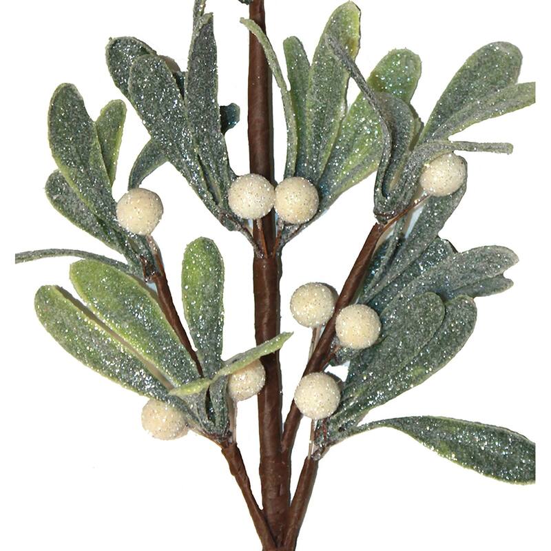 12" Artificial Christmas Mistletoe White Berry and Leaf Pick, Set of 6 - 12