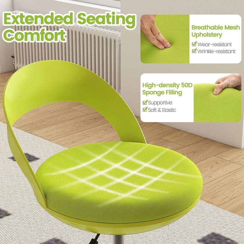 Green Ergonomic Swivel Seat Drafting Stool with Adjustable Height and Breathable Mesh Back - 20.5" x 18.5" x 35"-39.5"