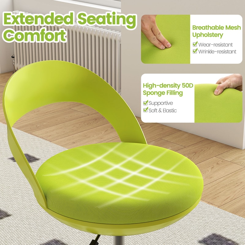 Gymax Drafting Stool Rolling Tall Desk Chair w/ Wheels Low Backrest