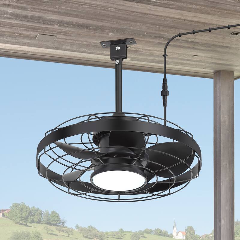 20" 5-Blade Waterproof Plug-in Outdoor Ceiling Fan with Dimmable LED Light and Remote