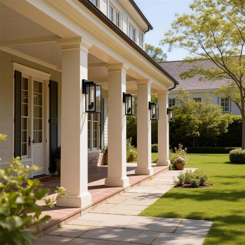 4-pack 1-light/2-light Metal Outdoor Wall Sconce Weather-resistant - Black - Medium