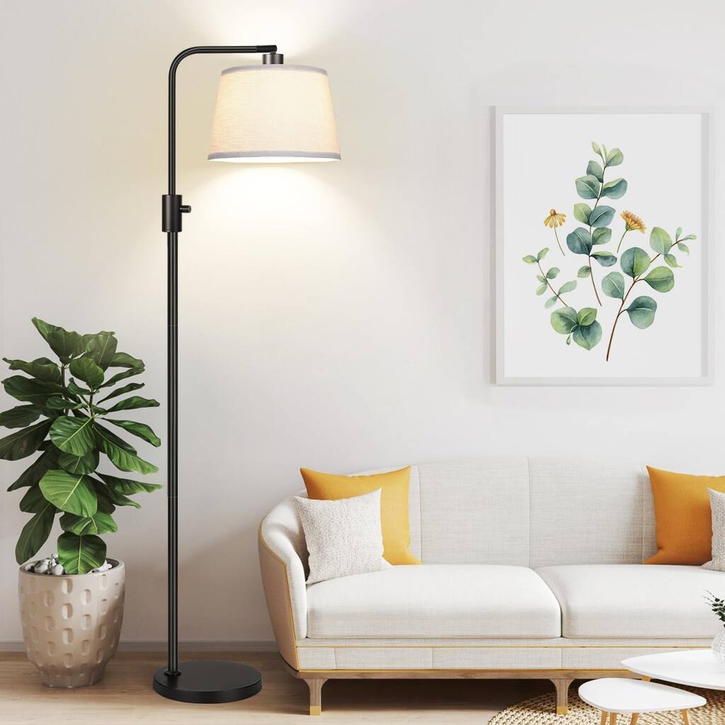 【Upgraded】 Dimmable Floor Lamp, 1000 Lumens LED Edison Bulb Included, Arc Floor Lamps Modern Standing Lamp with Linen Shade
