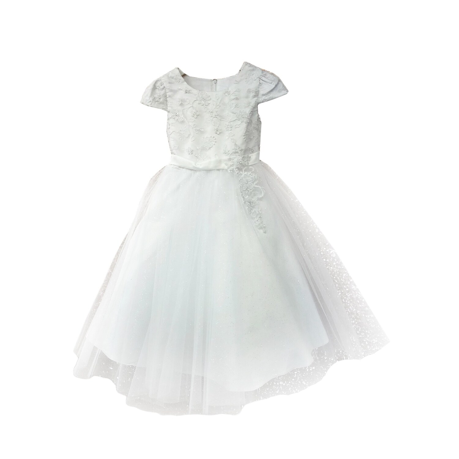 Shop Petite Adele Little Girls White Shimmery Mesh Tulle Flower Girl Dress 6 Overstock 27902187
