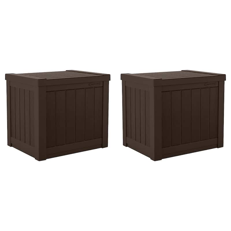 Suncast 17 x 22 Inch Resin 22-Gallon Patio Storage Deck Box, Java Brown (2 Pack) - Brown - 2 Pack