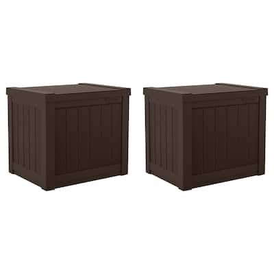 Suncast 17 x 22 Inch Resin 22-Gallon Patio Storage Deck Box, Java Brown (2 Pack)