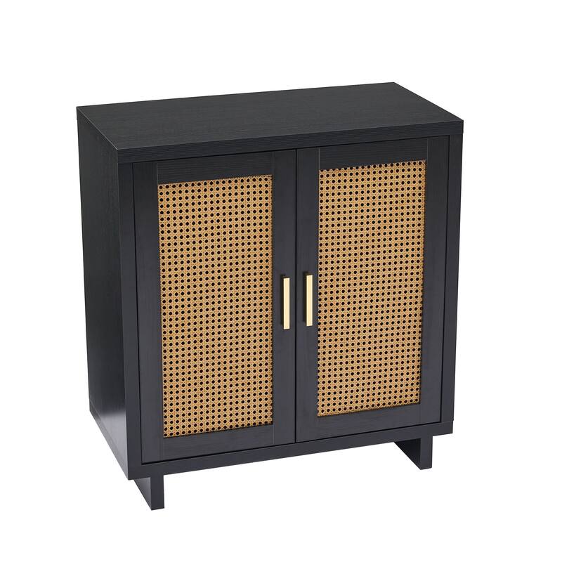 Farmhouse Woven Rattan Sideboard Accent Cabinet