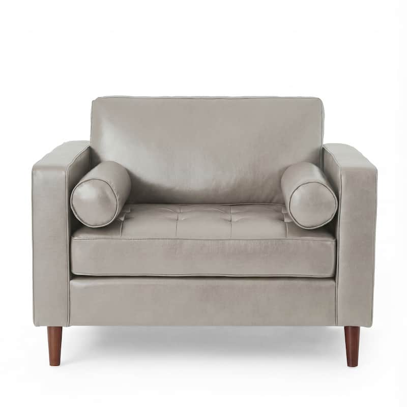 Malinta Contemporary Faux Leather Cushioned Club Chair by Christopher Knight Home