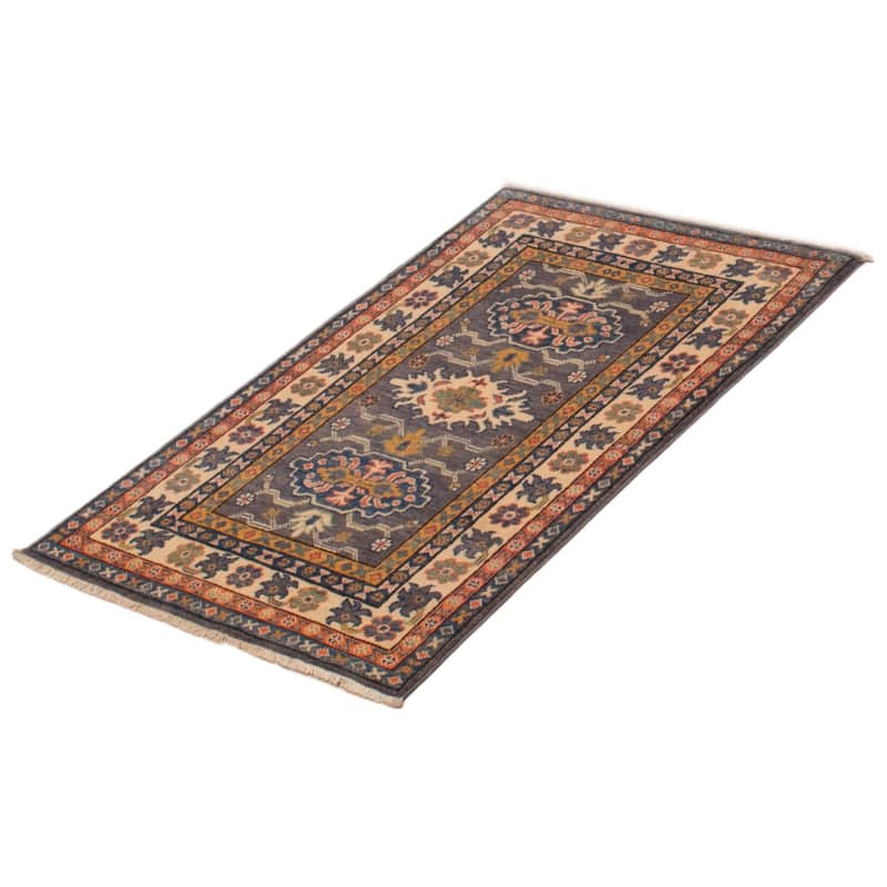ECARPETGALLERY Hand-knotted Uzbek Ghazni Grey Wool Rug - 2'7 x 4'1