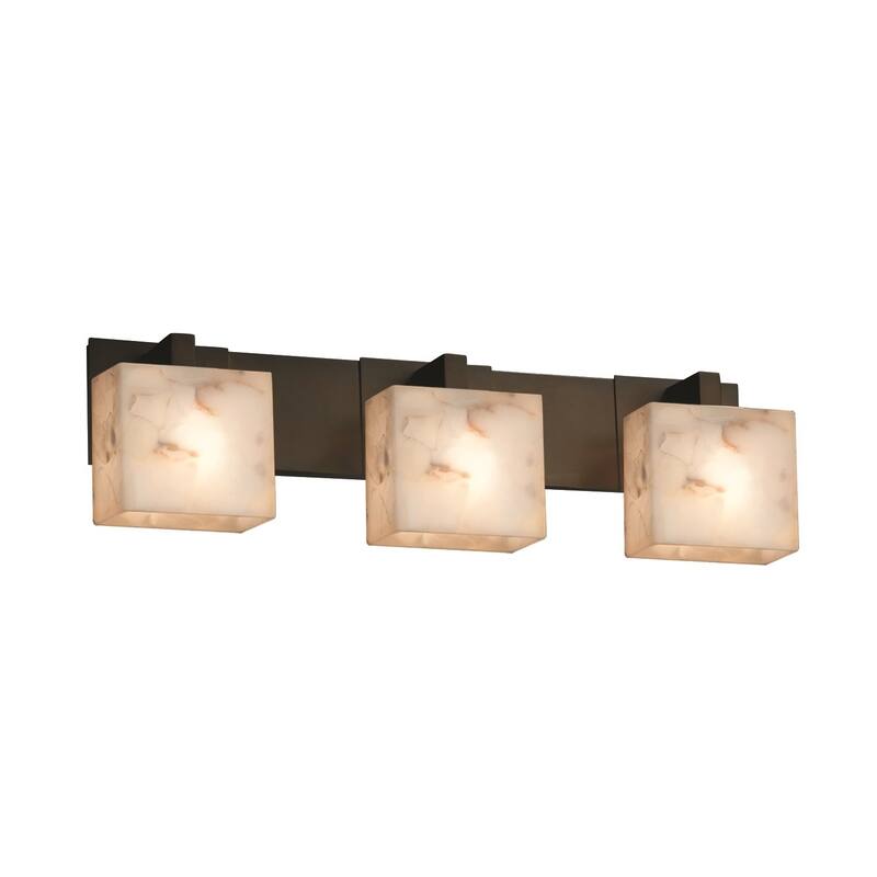 Justice Design Alabaster Rocks Modular 3-light Dark Bronze Bath Bar, Rectangle Shade