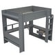 preview thumbnail 6 of 24, Twin/Full Size Gaming Loft Bed with Bulit-in Desk and LED Light, Wooden Loft Bedframe with Storage Shelves, Drawer and USB Ports