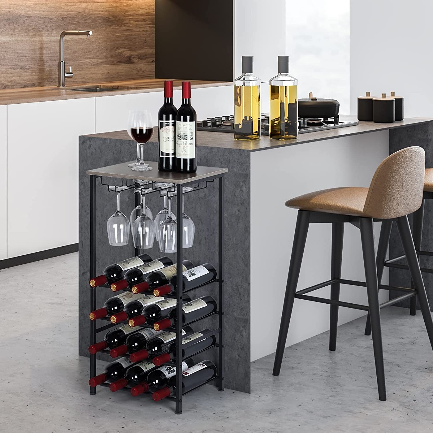 Rustic free sales standing wine rack