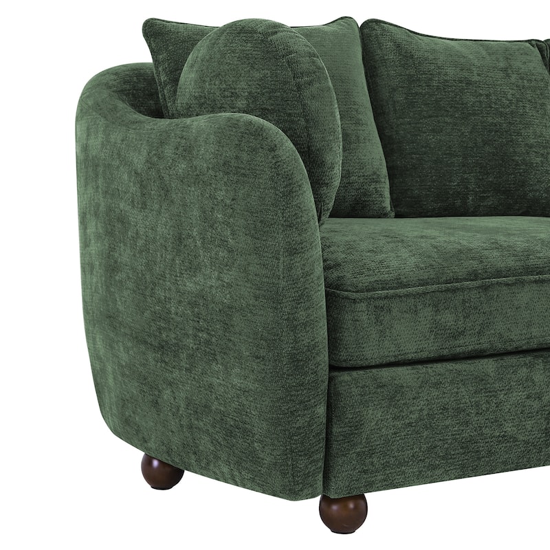 90.6 Inch 3-Seater Sofa Couch with 6 Pillows, Chenille Upholstered Living Room Sofa for Living Room Bedroom Apartment in White