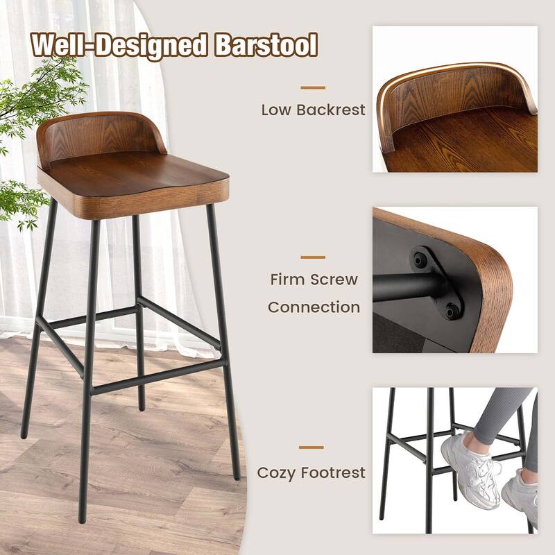 Gymax Set of 4 Industrial 29'' Bar Stool Bar Height Saddle Seat