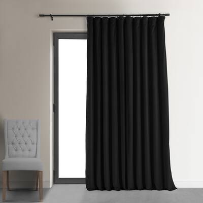 Exclusive Fabrics Signature Extra Wide Warm Black Velvet Blackout Curtain (1 Panel) - Luxurious Blackout Drapery