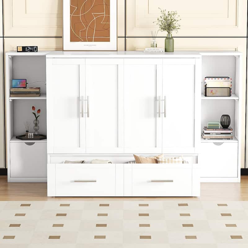 Murphy Bed with Shelves, Drawers and USB Ports