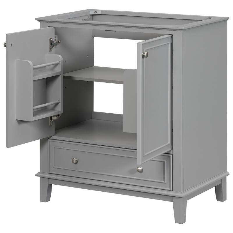 Modern 30 Inch Bathroom Vanity Base with Drawer and Adjustable Shelves, Cabinet Only without Sink
