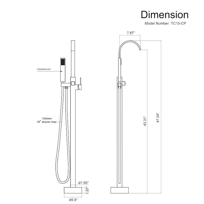 Single Handle Freestanding Gooseneck Bath Tub Filler Faucet