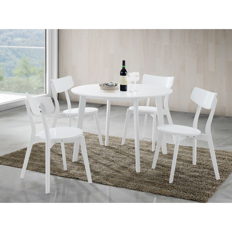 Roundhill Furniture Roma Contemporary White Round Dining Table