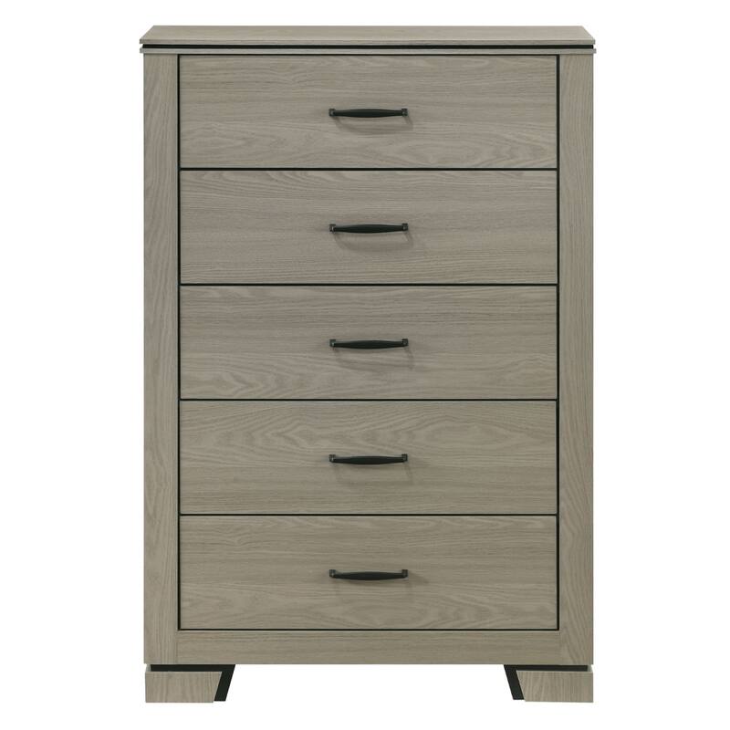 Sleek Gray Five-Drawer Storage Chest, Modern Wooden Bedroom Furniture - Gray