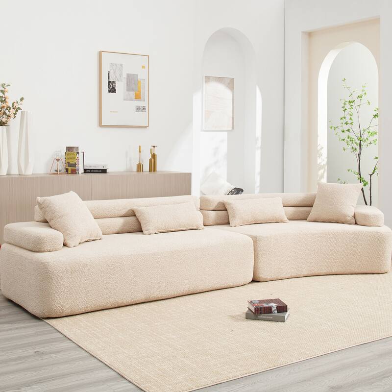 139" Boucle Curved Modular Sectional Sofa, No Assembly