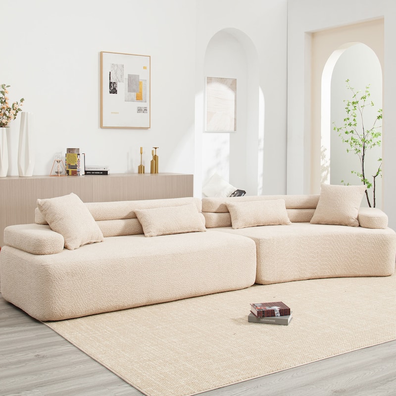 Frameless Sofa with Sponge Construction, ARC Armrests, No Assembly Required