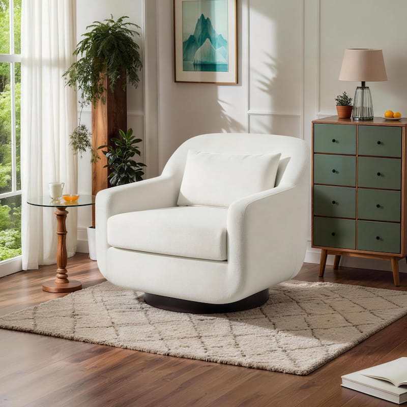 Miles Chenille Scandinavian Swivel Lounge Armchair