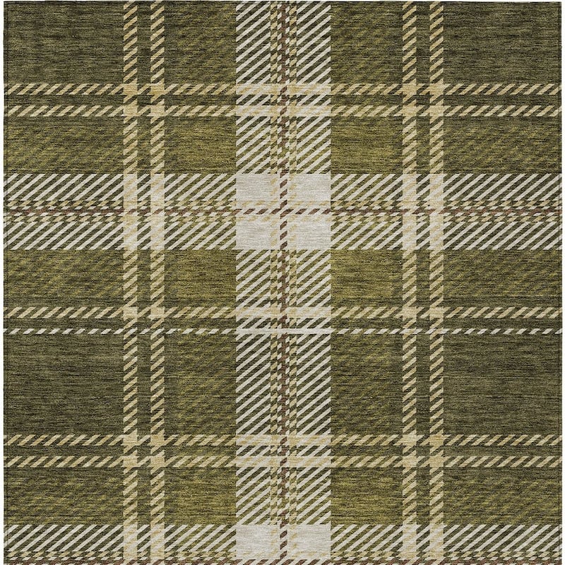 HomeRoots Plaid Transitional Rectangle Outdoor Rug