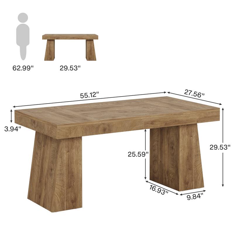 55 Inches Wood Executive Desk for Home Office, Rectangular Large Computer Desk