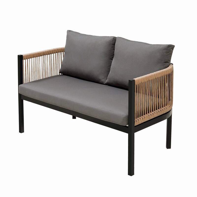 4-Person Outdoor Sofa Set with Removable Cushions for Garden Backyard and Balcony Entertaining Comfort