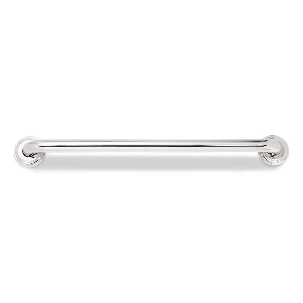 Keeney 1-1/4 in. Straight Polished Stainless Steel Grab Bar with Designer Flange