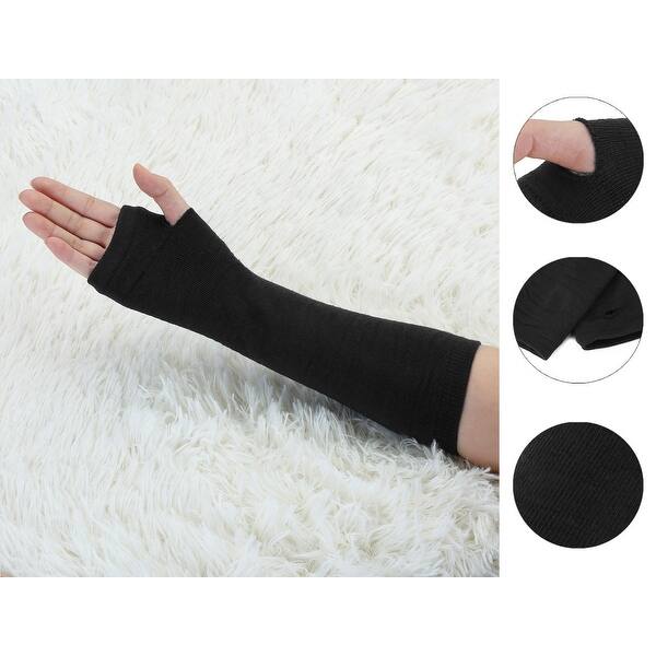 Womens Winter Warm Over Elbow Long Fingerless Thumb Hole Gloves Mittens Knitted Arm Warmer